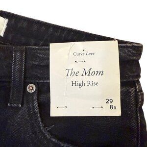 ✨ NWT Abercrombie ‘The Mom’ High-Rise Curve Love Jeans – Black Distressed ✨